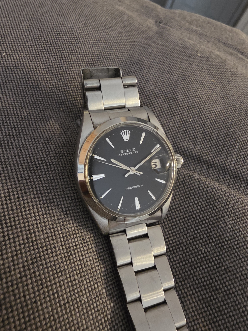 Rolex Men's Stainless Steel Watch - Black Dial